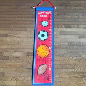 Personalized wall hanging sports themed growth chart for kids